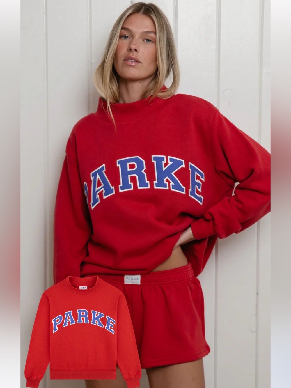 Parke High tide sold out S/M Women's Red Crewneck Sweater
